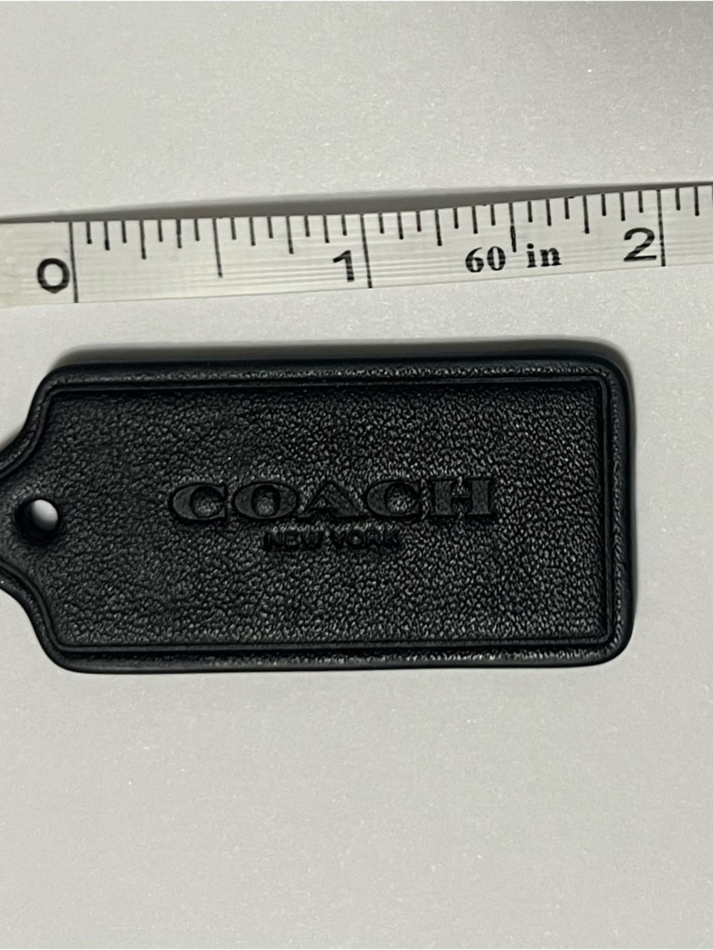 Coach Black Leather Hang Tag with Embossed Logo